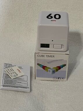 White 60-Minute Cube Timer - Unbranded